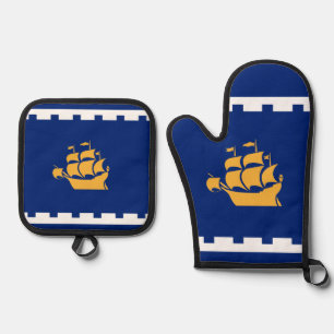 Flagge des Serviertabletts von Quebec Ofenhandschuh & Topflappen-Set