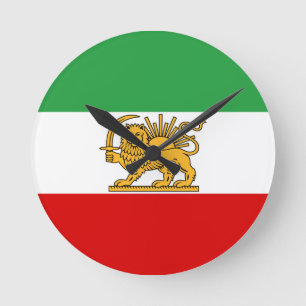 Flagge des Shah von der Iran (1964-1980) Runde Wanduhr