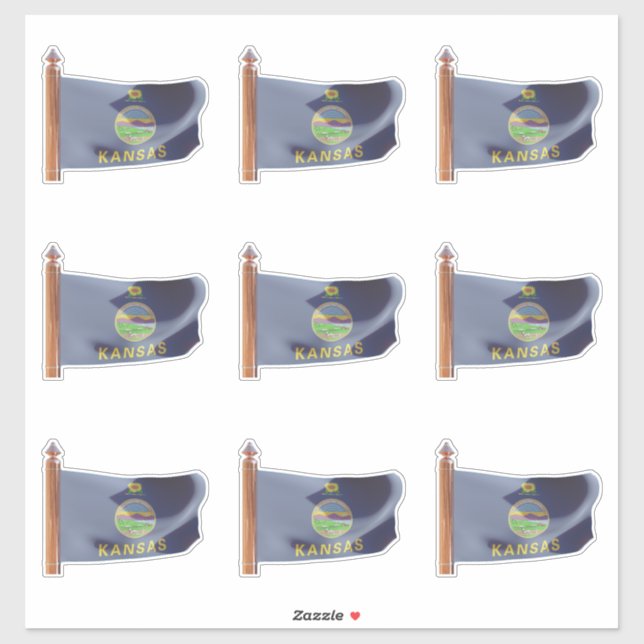 Flagge des Staat Kansas Aufkleber (Blatt)