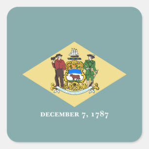 Flagge des Staates Delaware Quadratischer Aufkleber