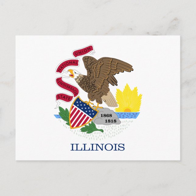 Flagge des Staates Illinois Postkarte (Vorderseite)
