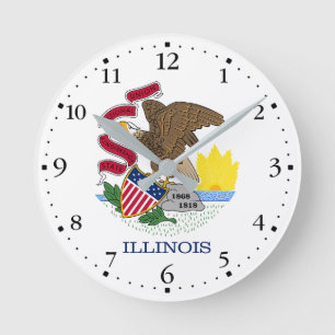 Flagge des Staates Illinois Runde Wanduhr