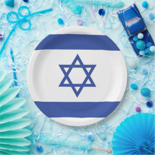 Flagge des Staates Israel, Davidstern Judentum jüd Pappteller