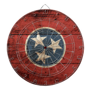 Flagge des Staates Tennessee auf altem Holzmaserun Dartscheibe