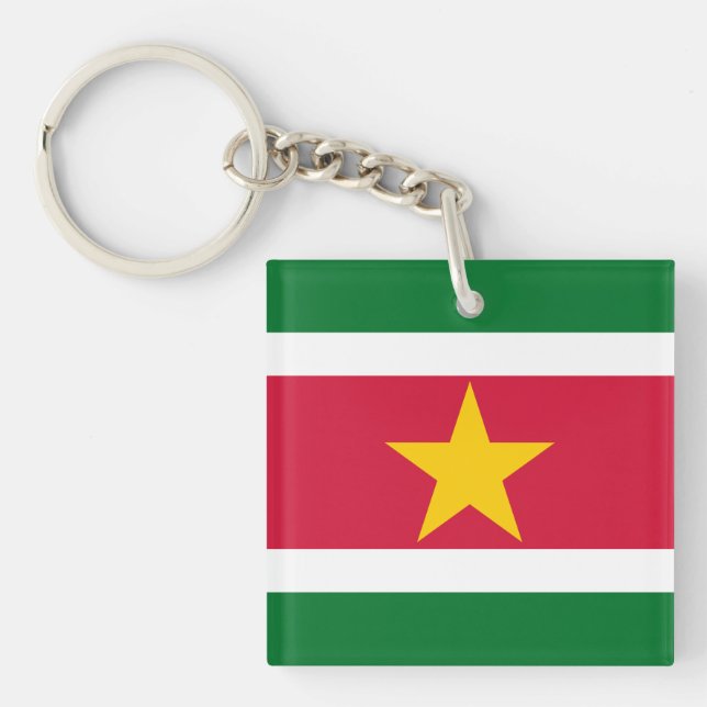 Flagge des Suriname-Schlüsselanhängers Schlüsselanhänger (Vorderseite)