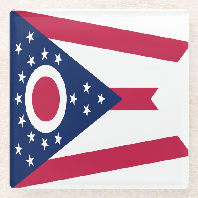 Flagge des US-Bundesstaates Ohio Glasuntersetzer (Vorderseite)