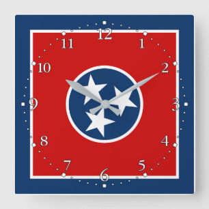 Flagge des US-Bundesstaates Tennessee Quadratische Wanduhr