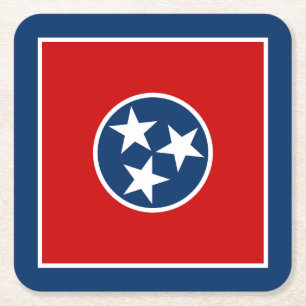 Flagge des US-Bundesstaates Tennessee Rechteckiger Pappuntersetzer
