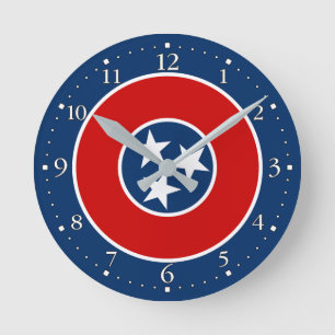 Flagge des US-Bundesstaates Tennessee Runde Wanduhr