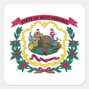 Flagge des US-Bundesstaates West Virginia Quadratischer Aufkleber