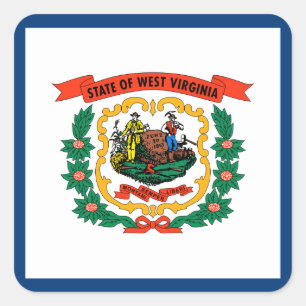 Flagge des US-Bundesstaates West Virginia Quadratischer Aufkleber