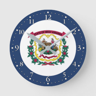Flagge des US-Bundesstaates West Virginia Runde Wanduhr
