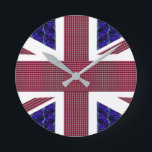 Flagge des Vereinigten Königreichs, England, Großb Runde Wanduhr<br><div class="desc">England Flag,  England,  Großbritannien Flag Clock.
Die Fahne wird mit Bildern von Edelsteinen hergestellt:
Der blaue Hintergrund ist rechteckig,  blaue Saphire.
Die roten Streifen sind rechteckige Rubien.
Die Sterne sind Diamanten.</div>
