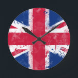 Flagge des Vereinigten Königreichs oder der Union  Runde Wanduhr<br><div class="desc">Flagge des Vereinigten Königreichs oder der Union Jack</div>