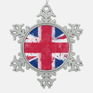 Flagge des Vereinigten Königreichs oder der Union  Schneeflocken Zinn-Ornament