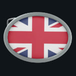 Flagge des Vereinigten Königreichs Ovale Gürtelschnalle<br><div class="desc">Die Nationalflagge des Vereinigten Königreichs ist die "Union Jack", auch bekannt als "Gewerkschaft Flag". Die Fahne besteht aus dem roten Kreuz des Heiligen Georgs (Schutzheilige von England), in Weiß gekleidet, überlagert vom Kreuzweg von St. Patrick (Schutzheiliger von Irland), die auf dem Salreifen von Heiligem Andrew (Schutzpatron von Schottland) überlagert werden...</div>