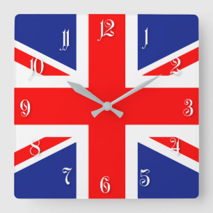 Flagge des Vereinigten Königreichs Quadratische Wanduhr