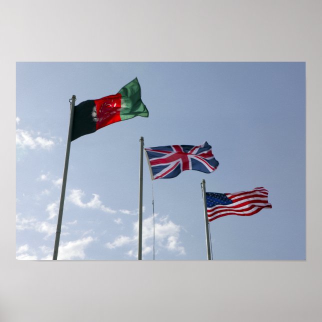 Flagge des Vereinigten Königreichs zwischen afghan Poster (Vorne)