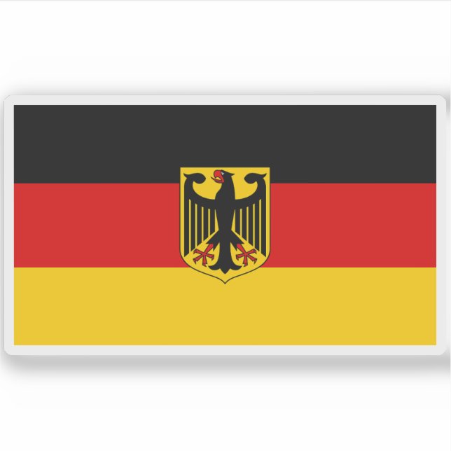 Flagge Deutschlands mit Wappen (inoffiziell) Aufkleber (Vorderseite)