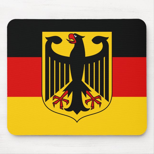 Flagge Deutschlands mit Wappen Mousepad (Vorne)