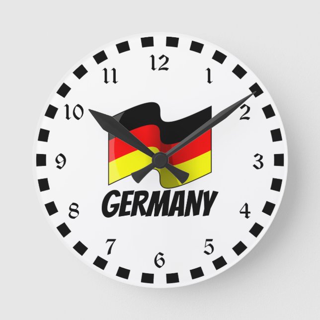 Flagge Deutschlands Runde Wanduhr (Vorderseite)