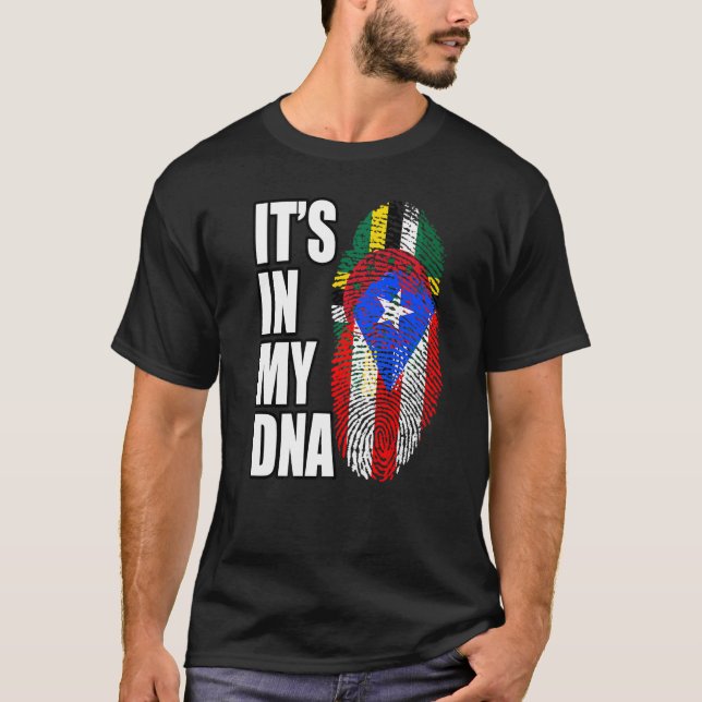 Flagge Dominica und Puerto Rico Mix DNA T-Shirt (Vorderseite)