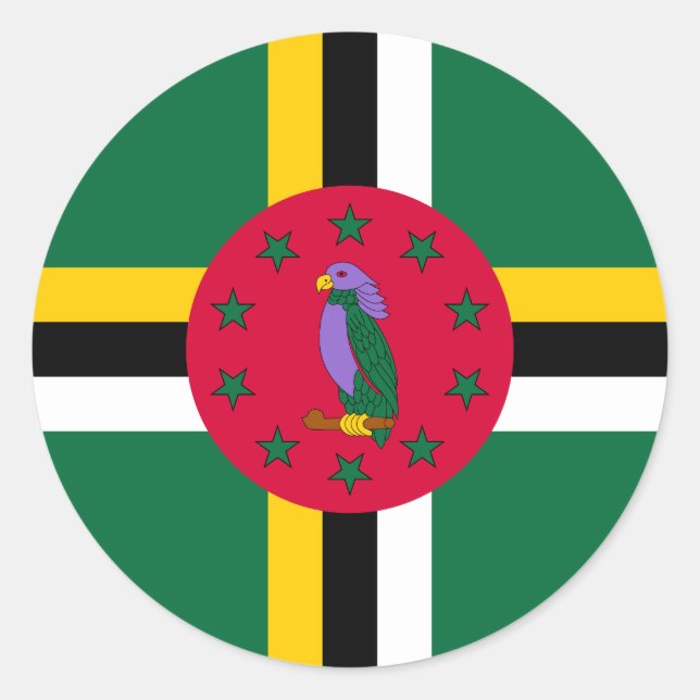 Flagge Dominicas Runder Aufkleber (Vorderseite)