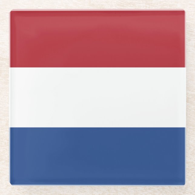 Flagge Dreifarbiges Niederlande Glasuntersetzer (Vorderseite)