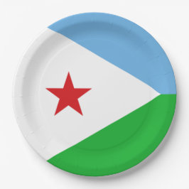 Flagge Dschibutis (Afrikanische Nation) Pappteller