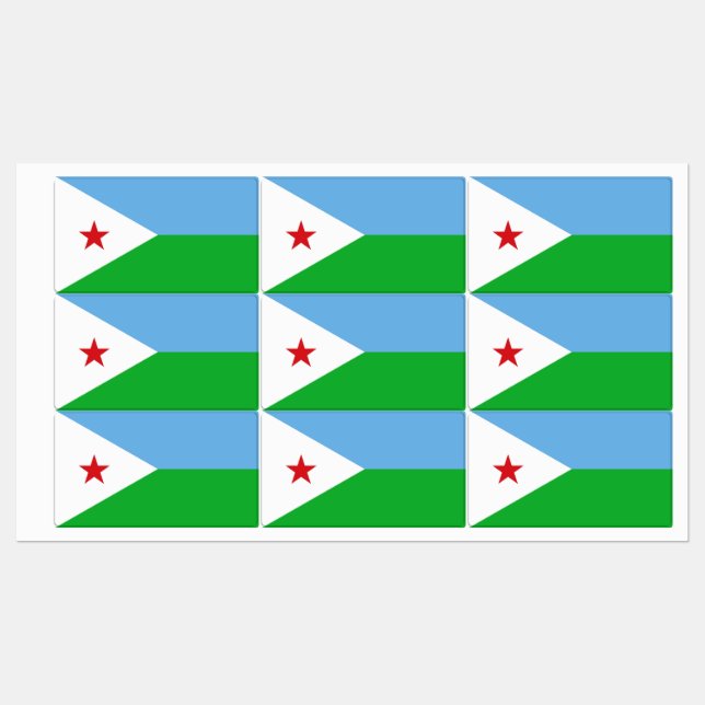 Flagge Dschibutis Etiketten (Blatt)