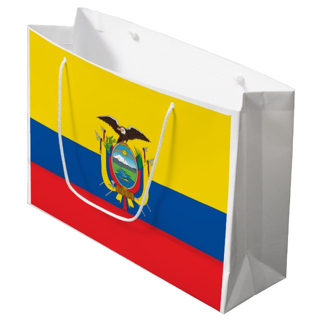 Flagge Ecuadors Große Geschenktüte (Vorderseite Schrägansicht)