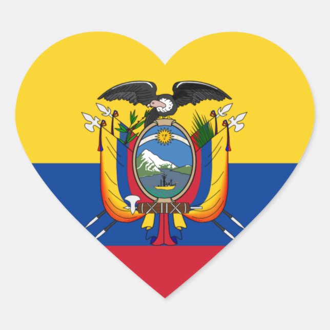 Flagge Ecuadors Herz-Aufkleber (Vorderseite)