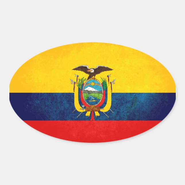 Flagge Ecuadors Ovaler Aufkleber (Vorderseite)