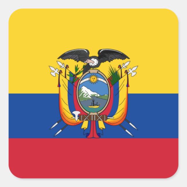 Flagge Ecuadors Quadratischer Aufkleber (Vorderseite)