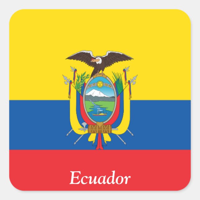 Flagge Ecuadors Quadratischer Aufkleber (Vorderseite)