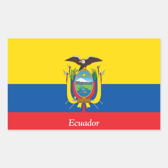 Flagge Ecuadors Rechteckiger Aufkleber (Vorderseite)