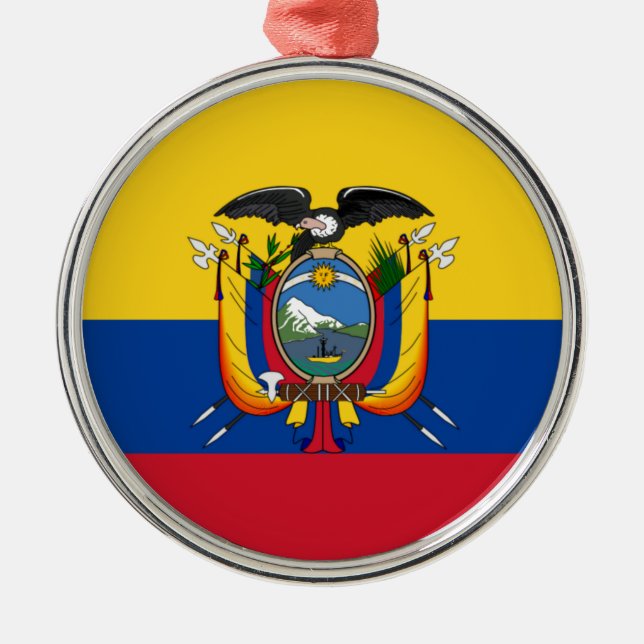 Flagge Ecuadors Silbernes Ornament (Vorne)
