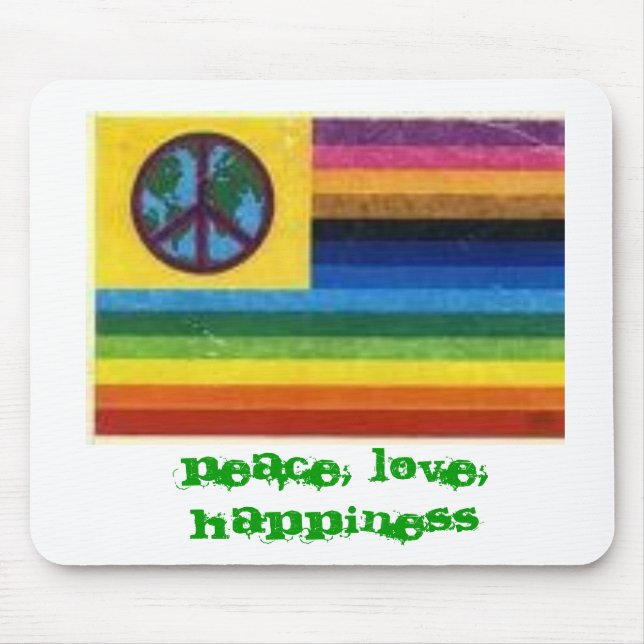 Flagge, eine Welt! Frieden, Liebe, Glück, PET… Mousepad (Vorne)