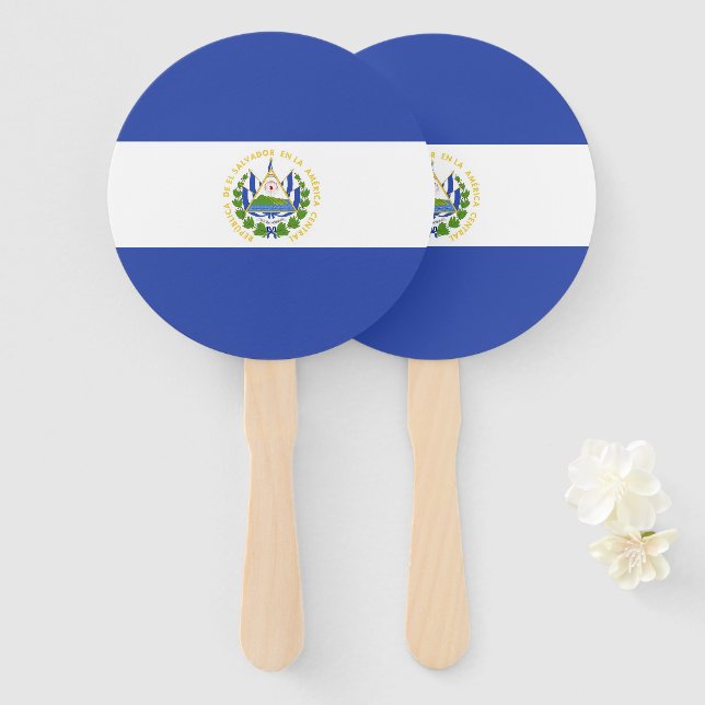 Flagge El Salvadors Fächer (Vorne und Hinten)