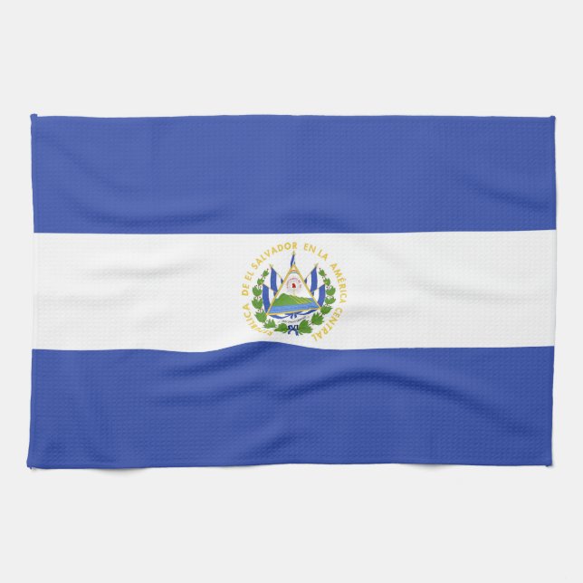 Flagge El Salvadors Geschirrtuch (Horizontal)