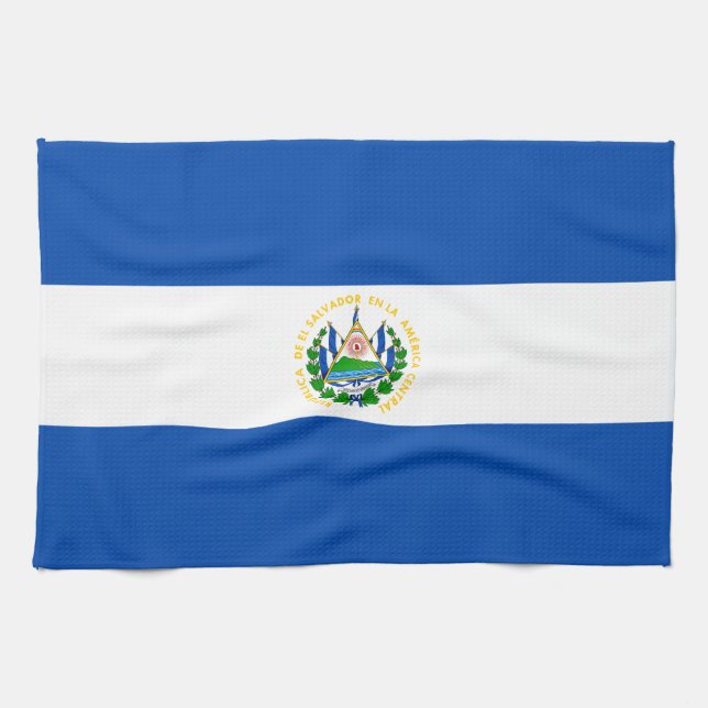 Flagge El Salvadors Geschirrtuch (Horizontal)
