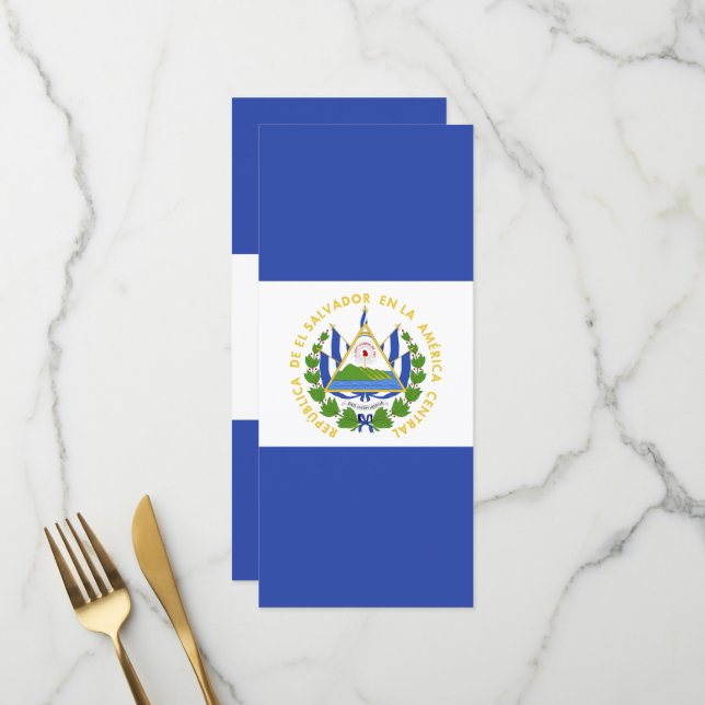Flagge El Salvadors Menükarte (Vorderseite/Rückseite Beispiel)