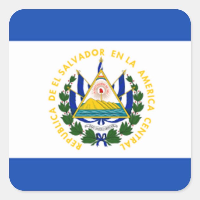 Flagge El Salvadors, Nationale Rüstungsküste Quadratischer Aufkleber (Vorderseite)