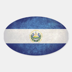 Flagge El Salvadors Ovaler Aufkleber