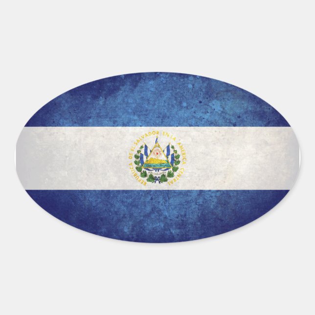 Flagge El Salvadors Ovaler Aufkleber (Vorderseite)