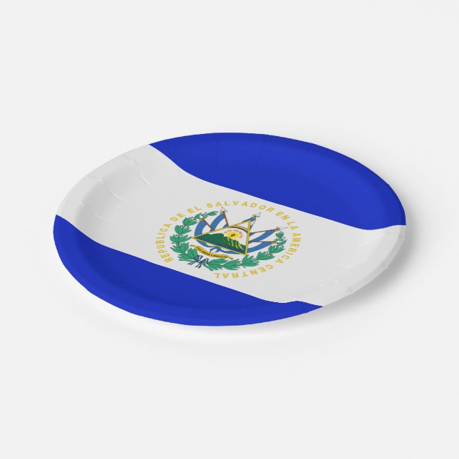 Flagge El Salvadors Pappteller (Schrägansicht)