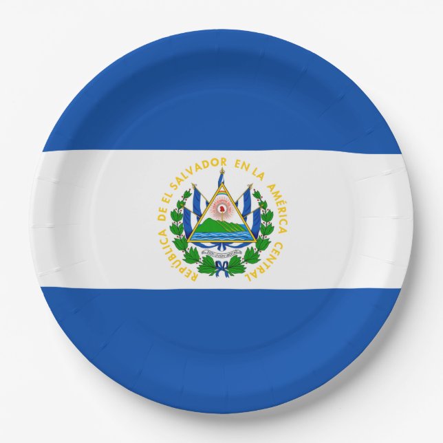 Flagge El Salvadors Pappteller (Vorderseite)