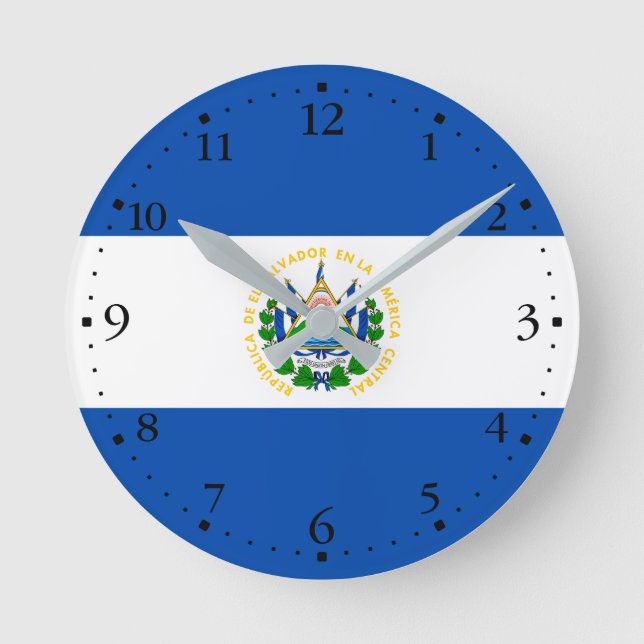 Flagge El Salvadors Runde Wanduhr (Vorderseite)