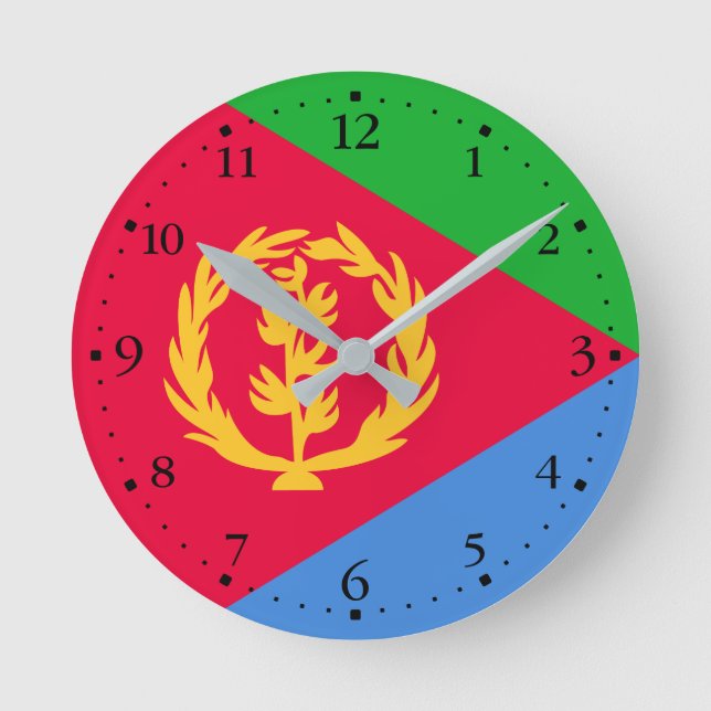 Flagge Eritrea Runde Wanduhr (Vorderseite)