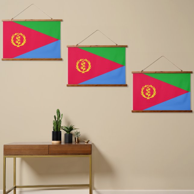 Flagge Eritrea Wandteppich Mit Holzrahmen (Asymmetrisch)